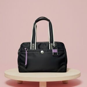 Coach F11993 Hampton Weekend Bag in Black Nylon